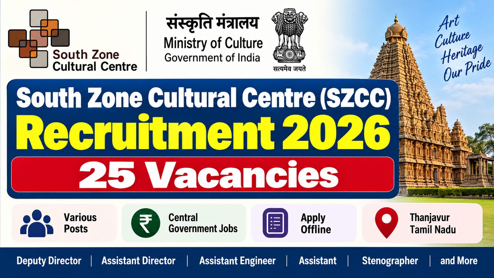 South Zone Cultural Centre Recruitment 2026