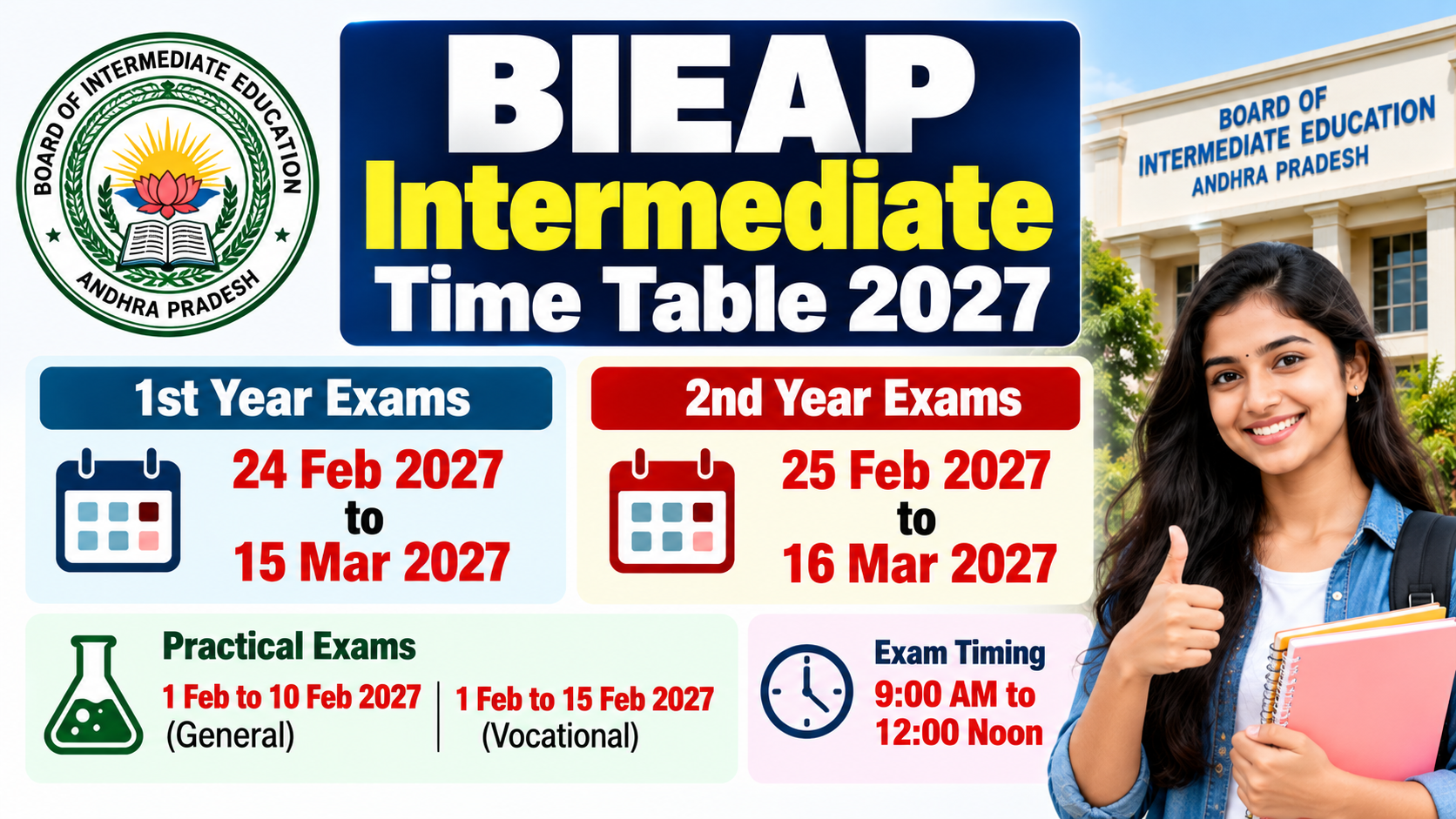 BIEAP Intermediate Time Table 2027