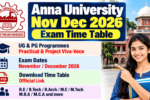 Anna University Nov Dec 2026 Exam Time Table