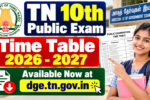 TN 10th Public Exam Time table 2026 - 2027
